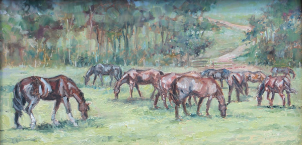 Horses Grazing at River Valley by Carlene Dingman Atwater