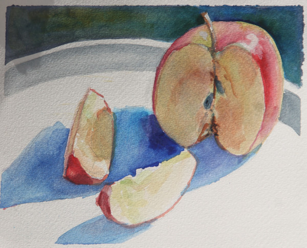 Red Apple with Sections by Carlene Dingman Atwater