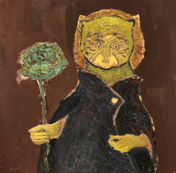 Cat with Ranunoulus by Chen YiYu