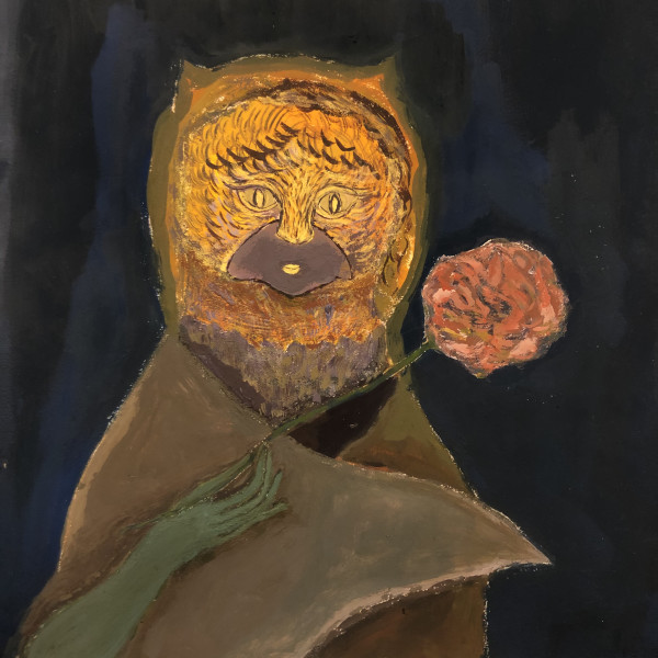 Cat with Ranunculus by Chen YiYu