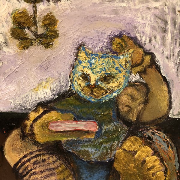 Cat watching TV in a snowy day by Chen YiYu