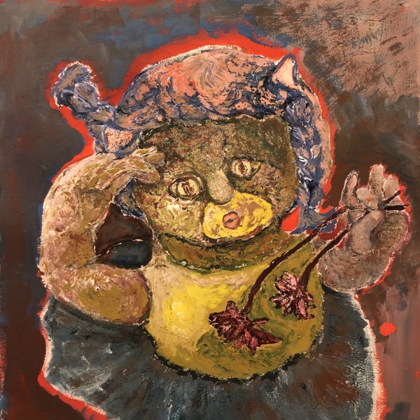 Cat with Cosmos atrosanguineus by Chen YiYu