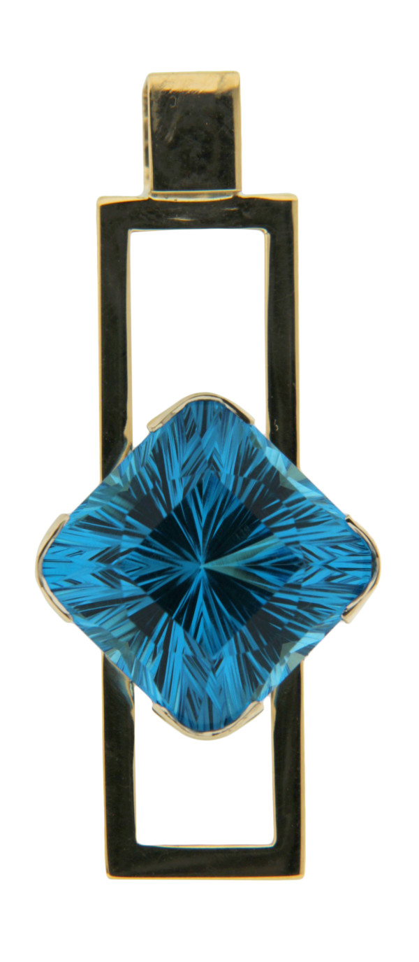 CMJ B 21124 White Gold Pendant set with Blue Topaz by Christopher M. Jupp