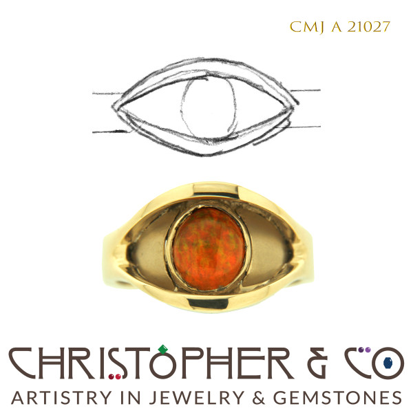 CMJ A 21027 14 Karat Gold/Mexican Opal Ring by Christopher M. Jupp