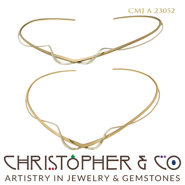 CMJ A 23052 Yellow & White Gold Fabricated Collar by Christopher M. Jupp. by Christopher M. Jupp