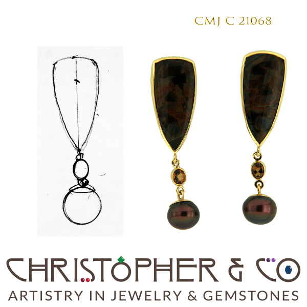 CMJ C 21068  Gold Earring Pair by Christopher M. Jupp