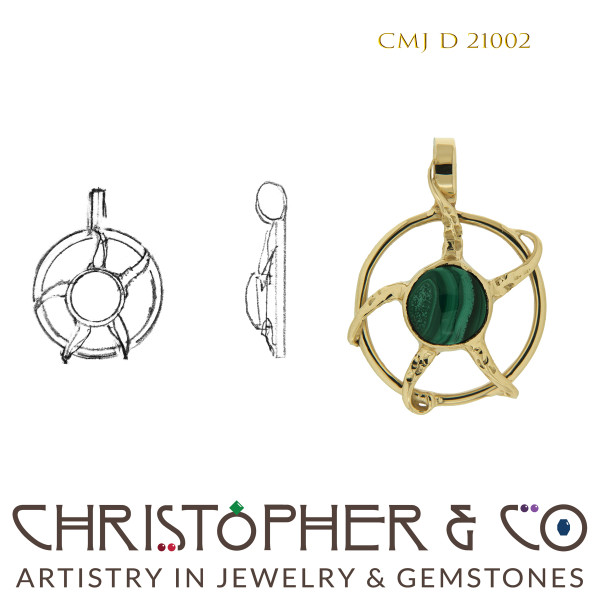 CMJ D 21002  14 Karat Gold Pendant designed by Christopher M. Jupp.