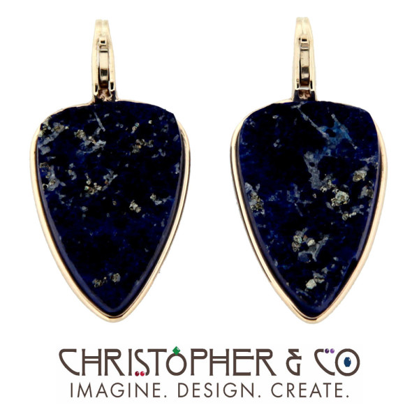 CMJ F 13202    One pair of elements set with lapis lazuli designed by Christopher M. Jupp.