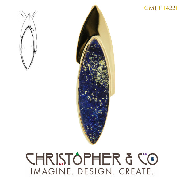 CMJ F 14221  Gold pendant set with Lapis surface cabachon by Christopher M. Jupp by Christopher M. Jupp