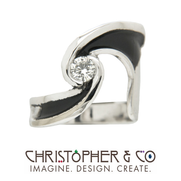 CMJ F 21098 White gold ring set with diamond designed by Christopher M. Jupp