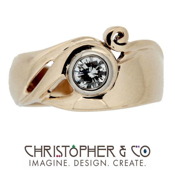 CMJ H 13124   Gold ring set with diamond designed by Christopher M. Jupp.