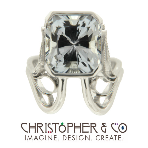 CMJ K 22001  White gold ring set with violetrine faceted by Darryl Alexander & designed by Christopher M. Jupp.