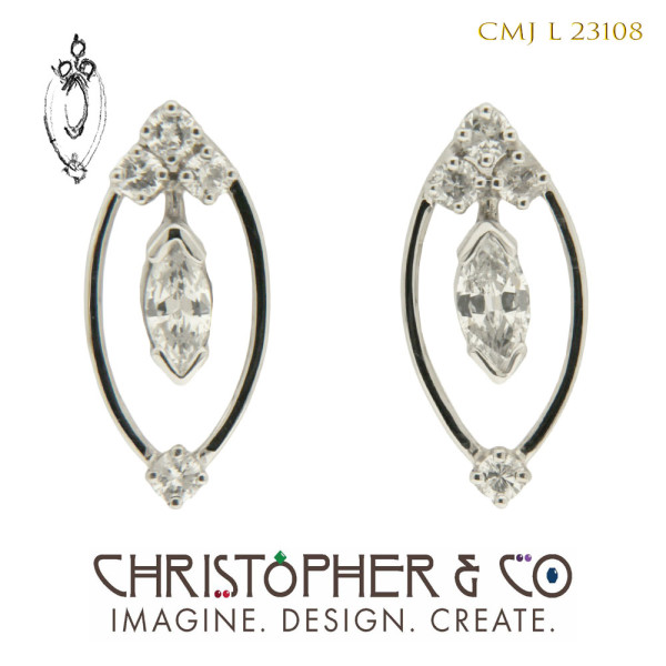 CMJ L 23018  White gold earring pair designed by Christopher M. Jupp.  The earrings are set with diamonds. by Christopher M. Jupp