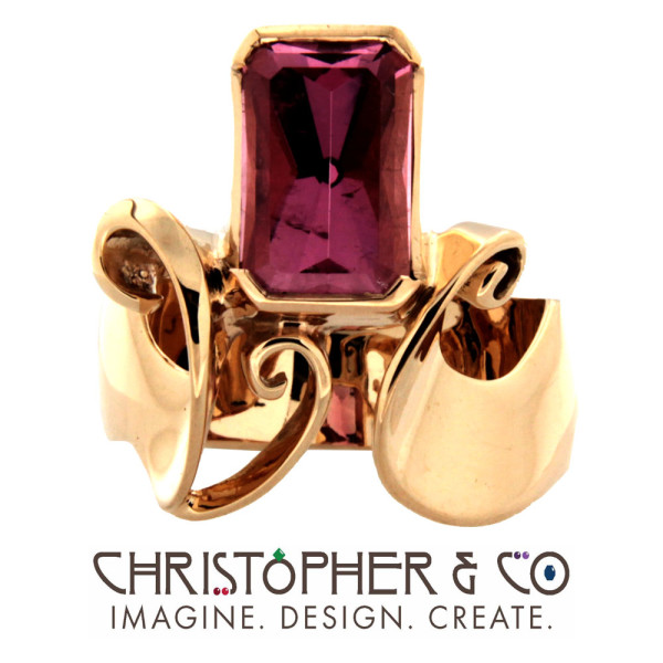 CMJ M 13049  Gold Ring set with 4.93 carat pink tourmaline designed by Christopher M. Jupp