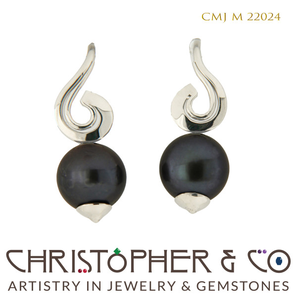CMJ M 22024  White gold earrings designed by Christopher M. Jupp set with pearls. by Christopher M. Jupp