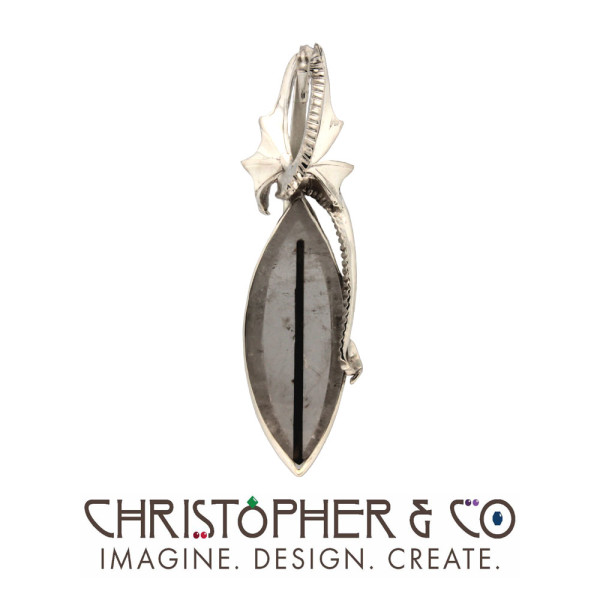 CMJ N 13053    Sterling silver pendant set with tourmalated quartz designed by Christopher M. Jupp.