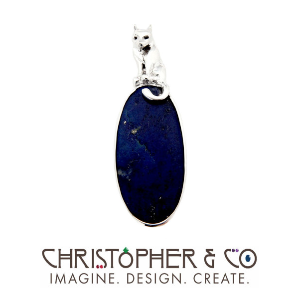 CMJ N 13159   Sterling silver pendant set with lapis lazuli designed by Christopher M. Jupp.