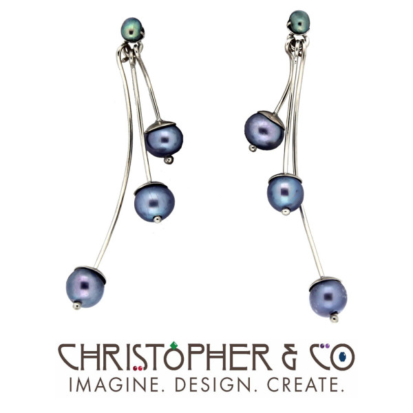CMJ S 13171    Gold earring pair set with lavendar freshwater pearls designed by Christopher M. Jupp.