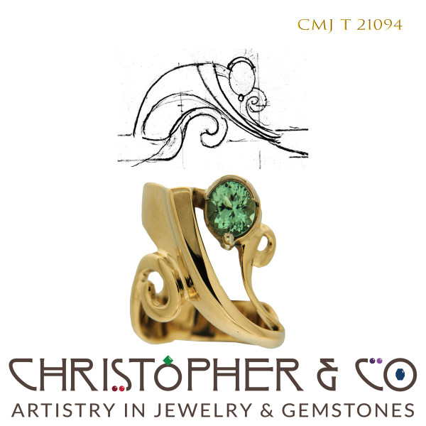 CMJ T 21094  Gold Ring designed by Christopher M. Jupp set with Grossular Garnet
