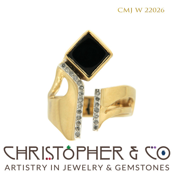 CMJ W 22026  Yellow gold ring designed by Christopher M. Jupp set with onyx and diamonds. by Christopher M. Jupp