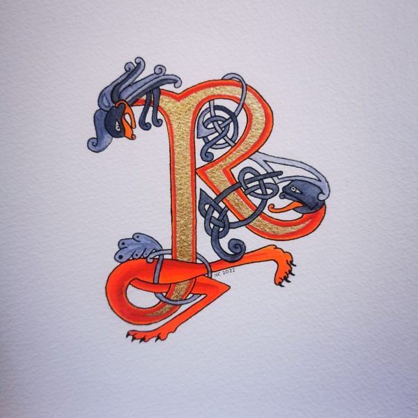 Initiale "R" du Livre de Kells (Book of Kells "R" drop cap) by Nancy Cahuzac