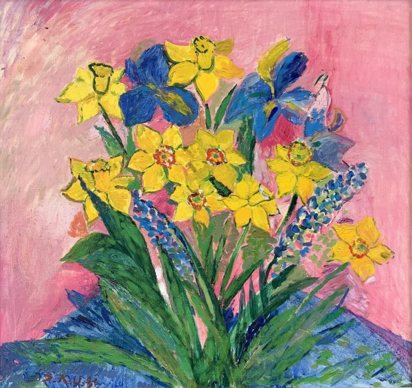 Påskliljor/Daffodils/Jonquilles, 1981, 63x67 (Private Collection , France) by Irène K:son Ullberg