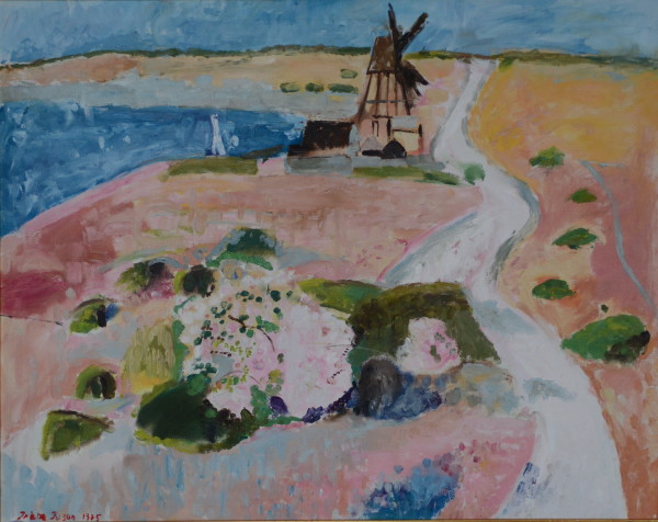 Väderkvarn och rosenbuske/Windmill and rose bush/Moulin à vent et buis de rose by Irène K:son Ullberg