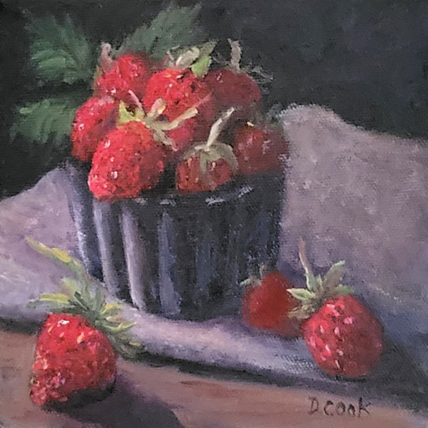 Still Life - Strawberries in Blue Cup by Dale Cook