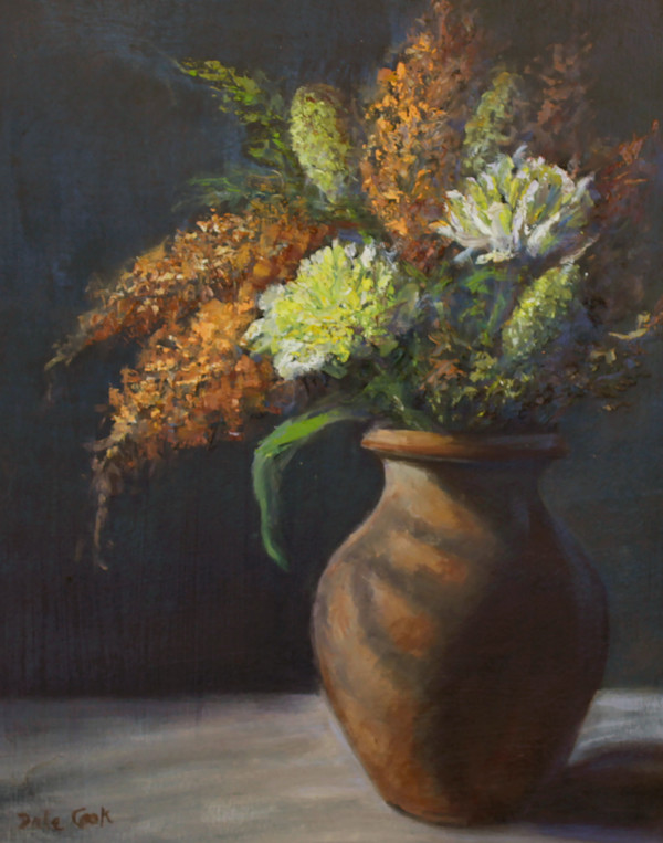 Flowers in Terracotta Vase by Dale Cook