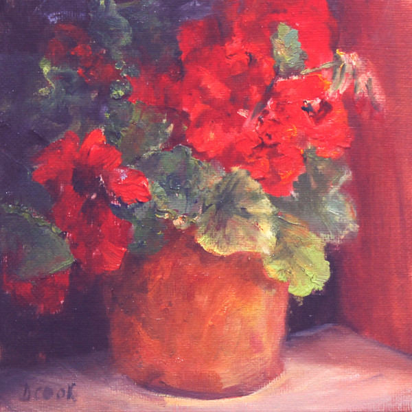 Geraniums in Window by Dale Cook