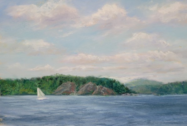 Kennebecasis River from East Riverside Pastel Plein Air by Dale Cook