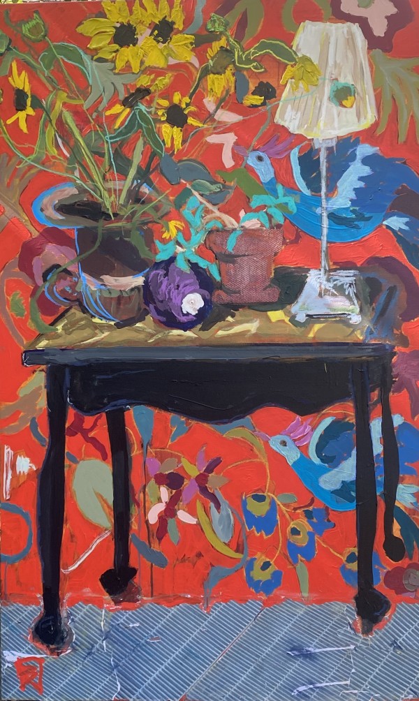 Turquoise Birds by Rhonda Bell Studio