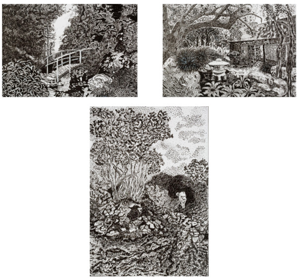 Homage to Isamu Taniguchi Triptych by Christine Monzingo