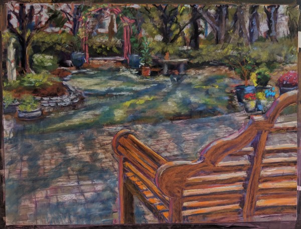 Bench on Patio by Lise K Obelenus