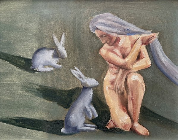 Venus & Rabbits Sketch on Paper by Angee Montgomery