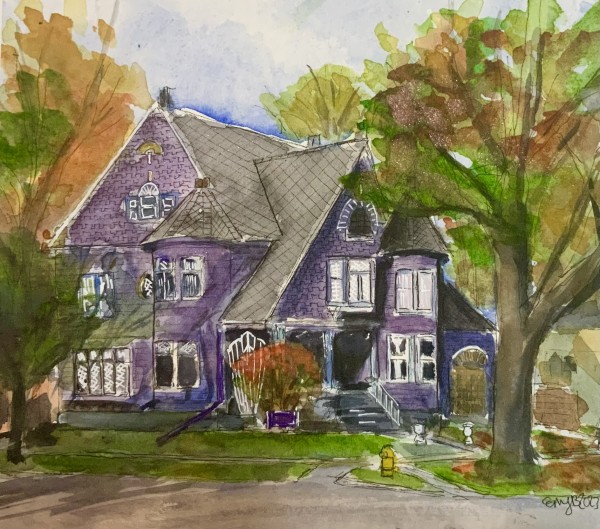 Purple House on Front Street Fall Colors by Eileen Backman