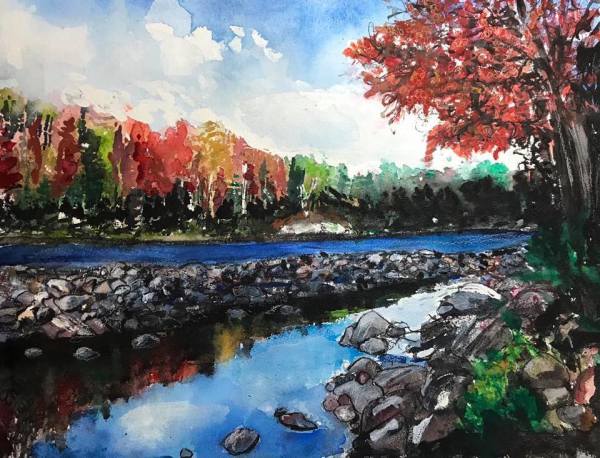 Autumn Fire on the Hudson by Eileen Backman