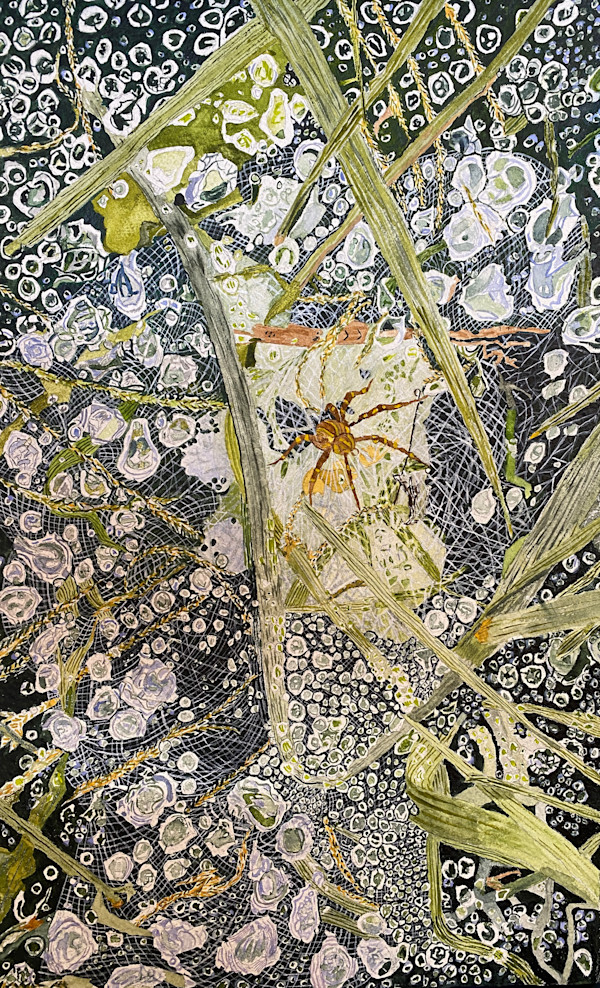 Grass, Web and Raindrops by Alexandra Treadaway-Hoare