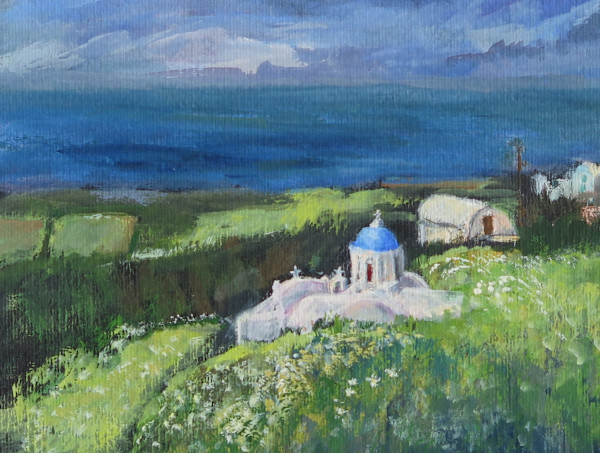 Santorini Hillside by Jeanne Powell