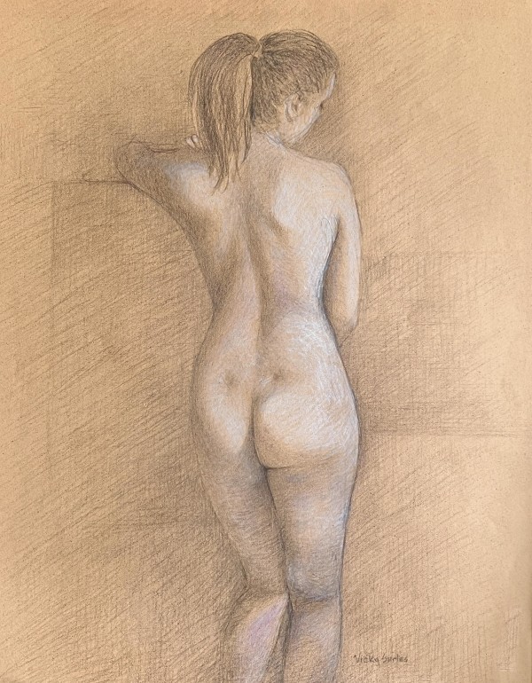 Nude on Sepia Paper by Vicky Surles