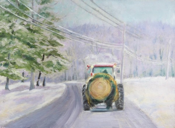 Hay Bale on a Winter Road by Barbara Mandel