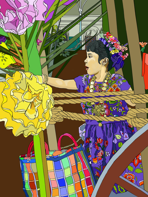 Oaxaca Girl on Wagon by Jamie Downs