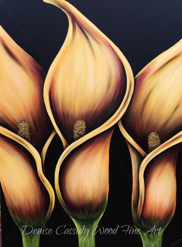 Golden Calla Lilies #566 by Denise Cassidy Wood
