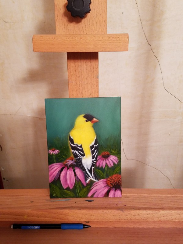 Goldfinch - Commission SOLD by Linda Merchant Pearce