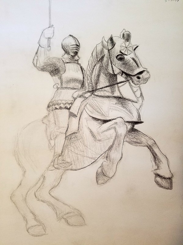 Knight and Horse SKETCH by Linda Merchant Pearce