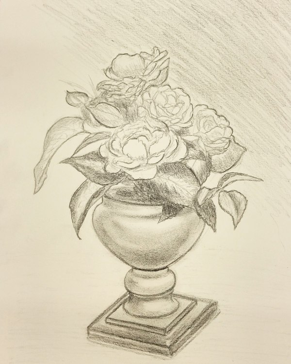 Flower Vase 2 SKETCH by Linda Merchant Pearce