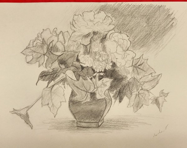 Flower Vase 1 SKETCH by Linda Merchant Pearce
