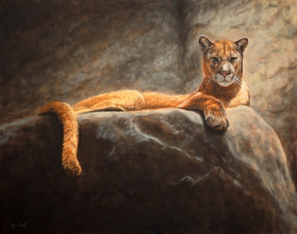 Laying Cougar SOLD by Linda Merchant Pearce