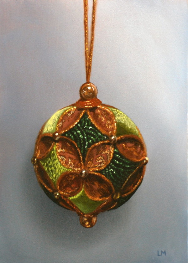 Green Ball Ornament by Linda Merchant Pearce