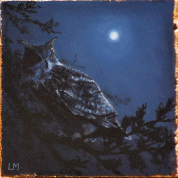 Night Owl Tile SOLD by Linda Merchant Pearce